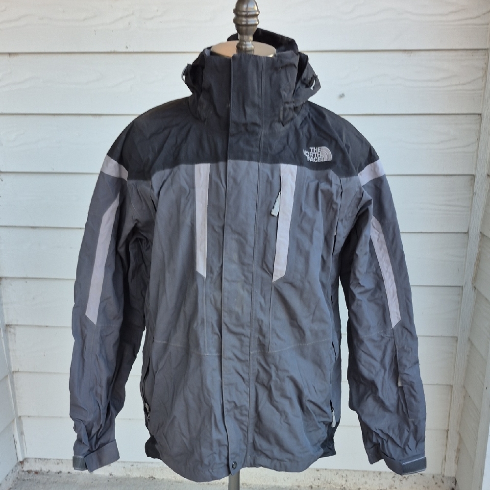 THE NORTH FACE Grey Black Nylon‎ Hyvent Mens Large Full Zip Jacket TNF